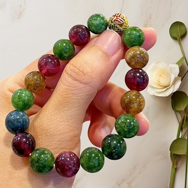 Vibrant Quartz Rock Colorful Gemstone Beads Healing Bracelet
